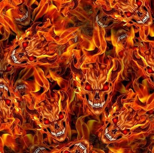 Red eye flames skulls devil hydrographics